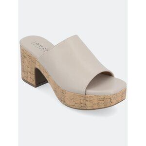 Journee Collection Womens Astter Platform Block Heels Sandals Grey Size 9M NIB